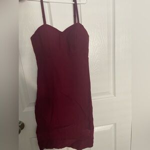 Fashion Nova Maroon Spaghetti Strap Bodycon Dress